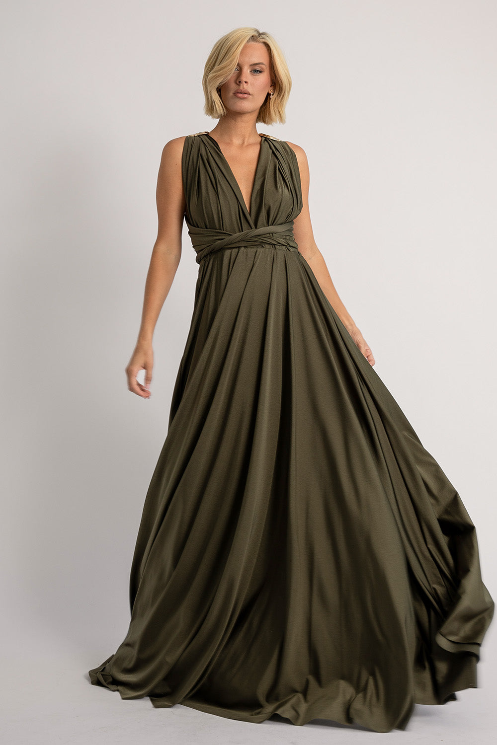 infinity dress olive green Luxe Satin in Dark | Multiway Dress Up Costumes