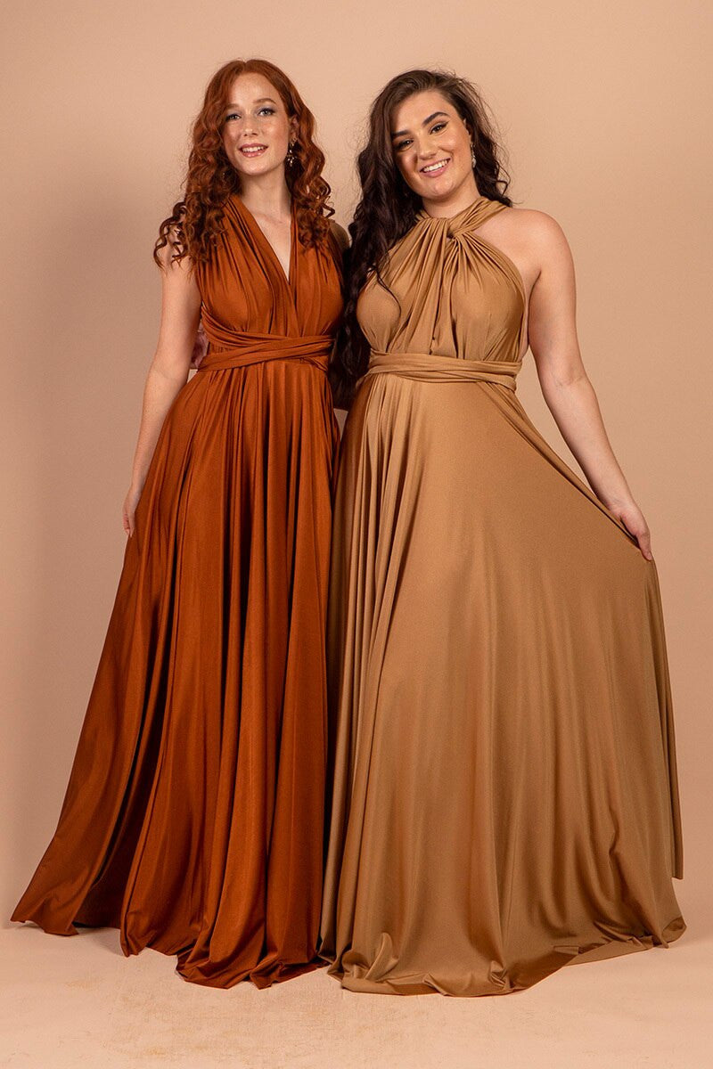 Luxe Satin Ballgown Multiway Infinity Dress in Copper
