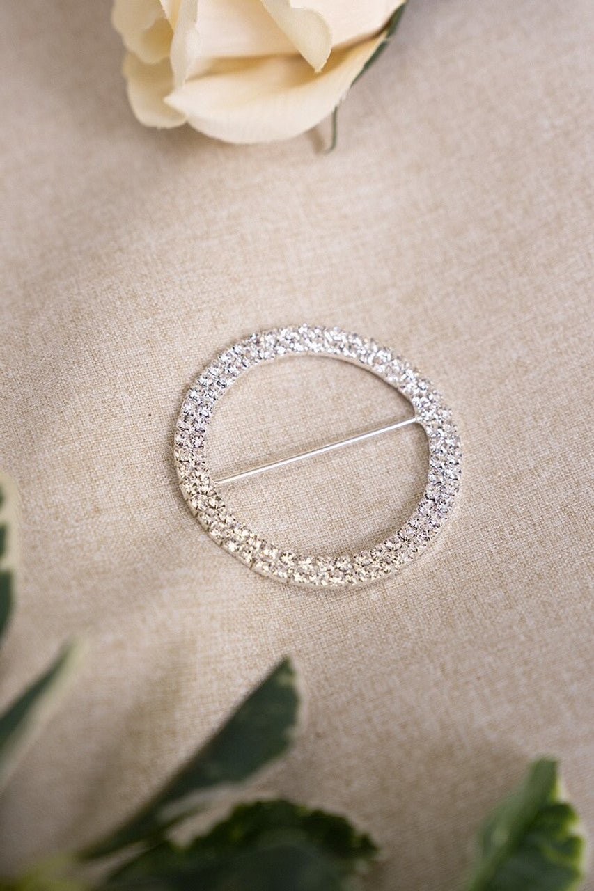 Aurielle Silver Rhinestone Large Buckle