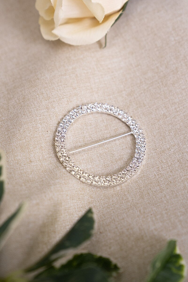 Aurielle Silver Rhinestone Buckle - Large