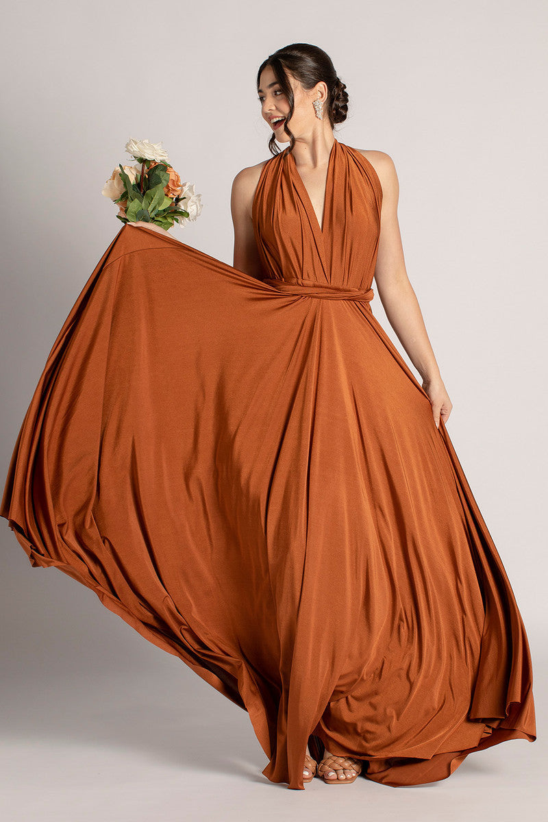 Luxe Satin Ballgown Multiway Infinity Dress in Copper