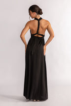 Luxe Satin A-line Multiway Infinity Dress in Black