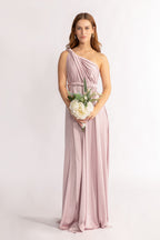 Luxe Satin A-line Infinity Dress in Blush Rose