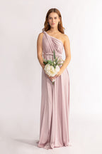 Luxe Satin A-line Infinity Dress in Blush Rose