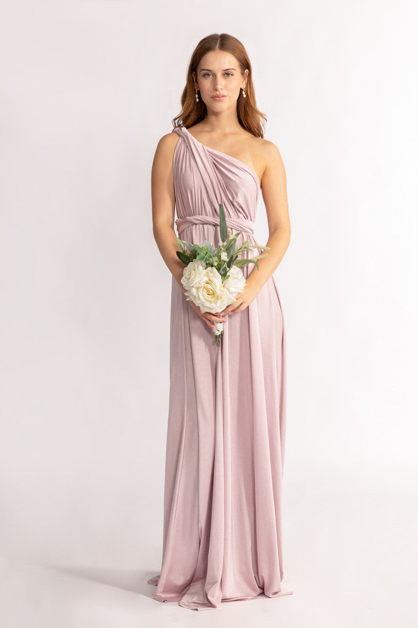 Luxe Satin A-line Infinity Dress in Blush Rose