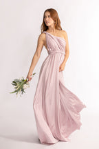 Luxe Satin A-line Infinity Dress in Blush Rose