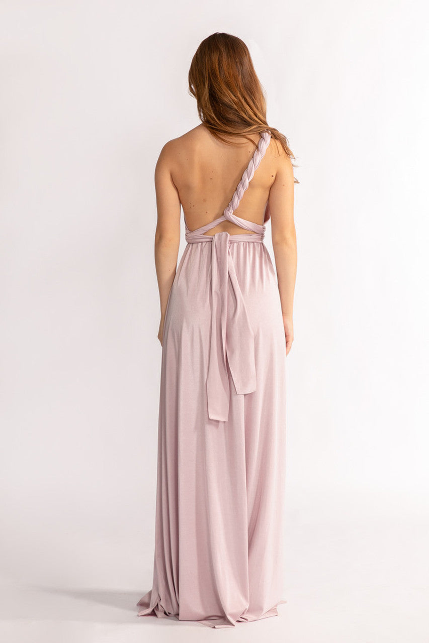 Luxe Satin A-line Infinity Dress in Blush Rose