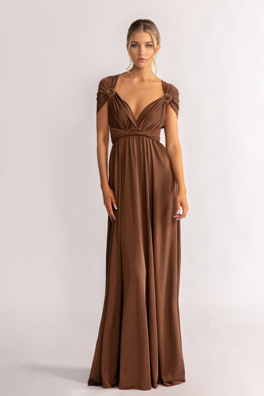 Luxe Satin A-line Infinity Dress in Chocolate