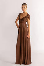 Luxe Satin A-line Infinity Dress in Chocolate