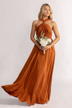 Luxe Satin A-line Infinity Dress in Copper