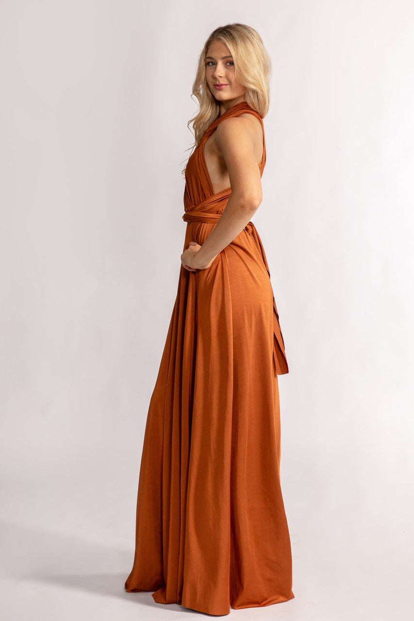 Luxe Satin A-line Multiway Infinity Dress in Copper