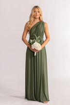 Luxe Satin A-line Multiway Infinity Dress in Dark Eucalyptus