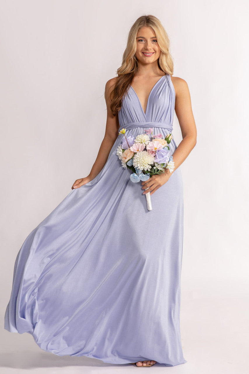 Luxe Satin A-line Infinity Dress in Lavender
