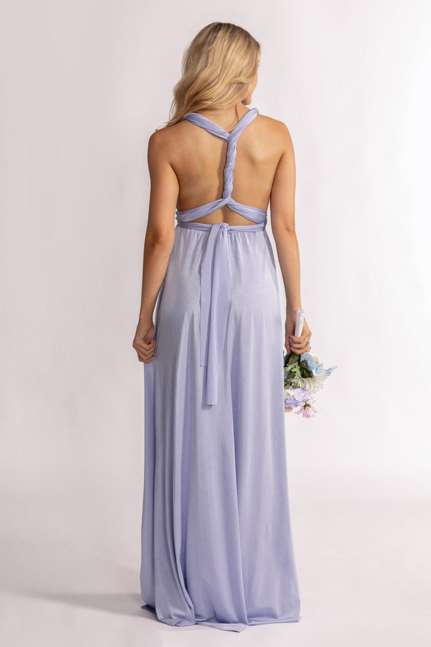 Luxe Satin A-line Infinity Dress in Lavender