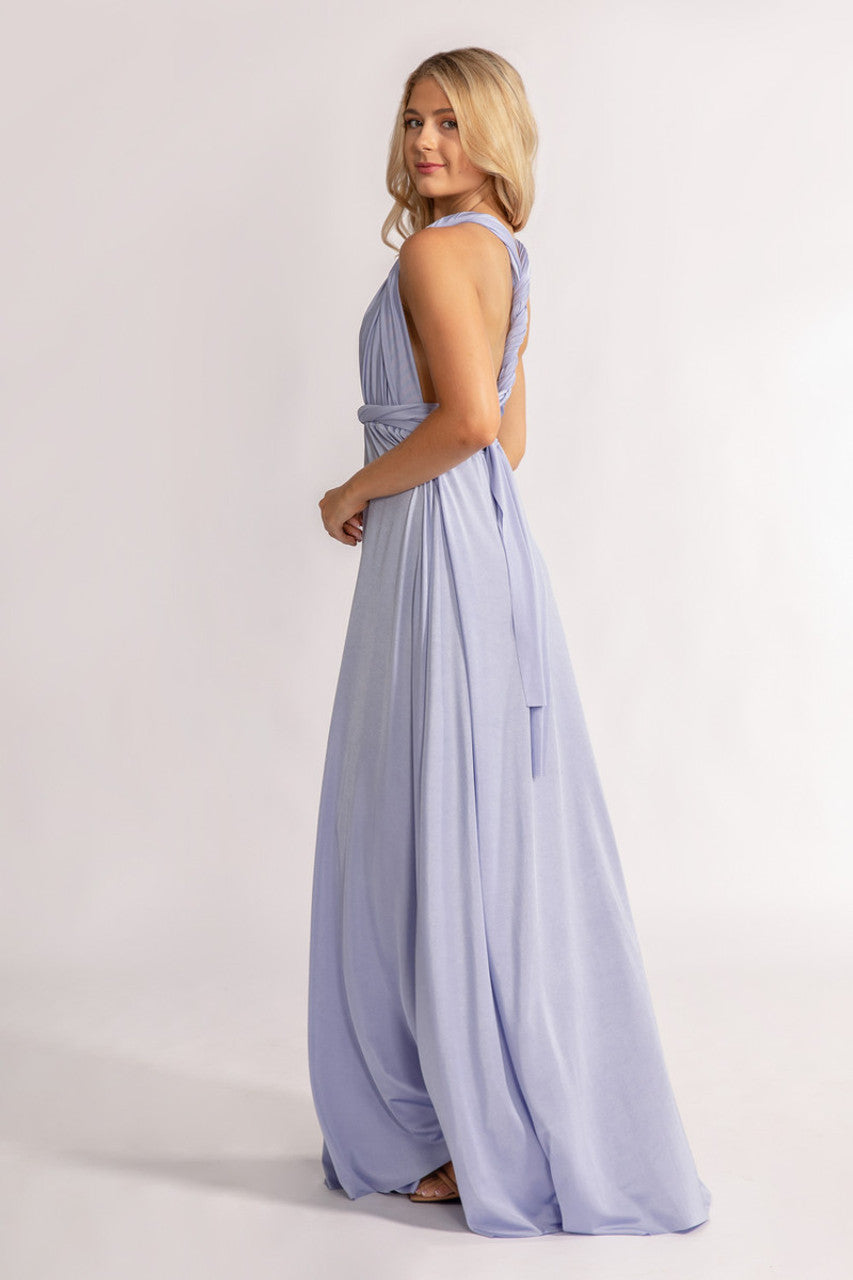 Luxe Satin A-line Infinity Dress in Lavender