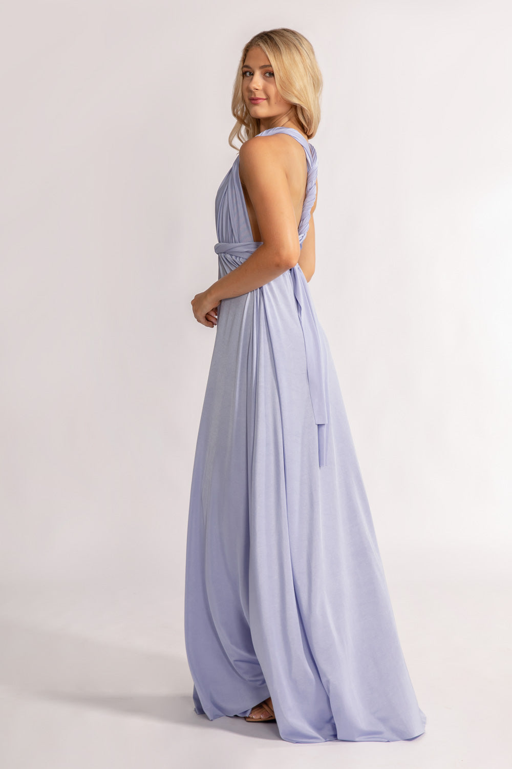 Luxe Satin A-line Infinity Dress in Lavender