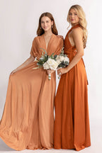Luxe Satin A-line Multiway Infinity Dress in Tan