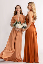 Luxe Satin A-line Infinity Dress in Copper