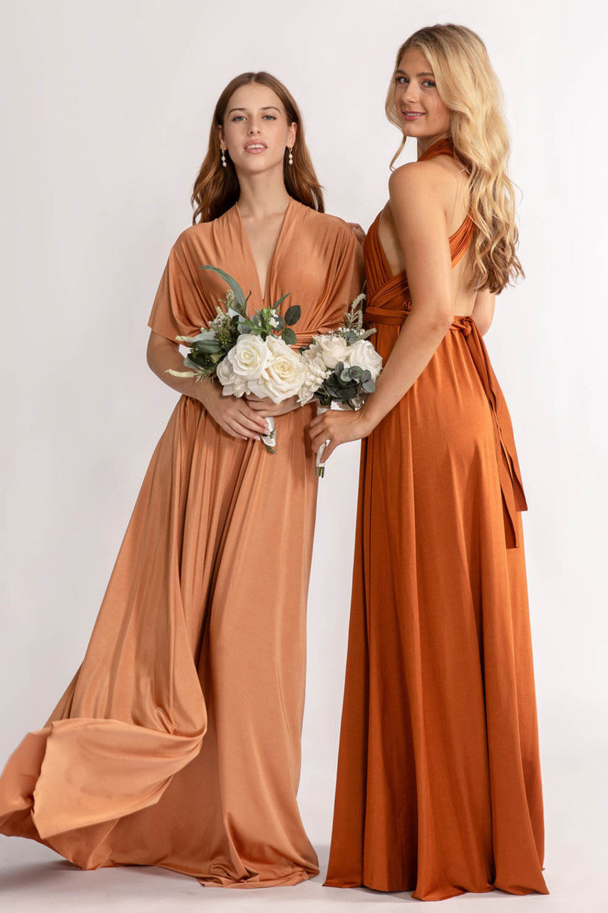 Luxe Satin A-line Infinity Dress in Copper