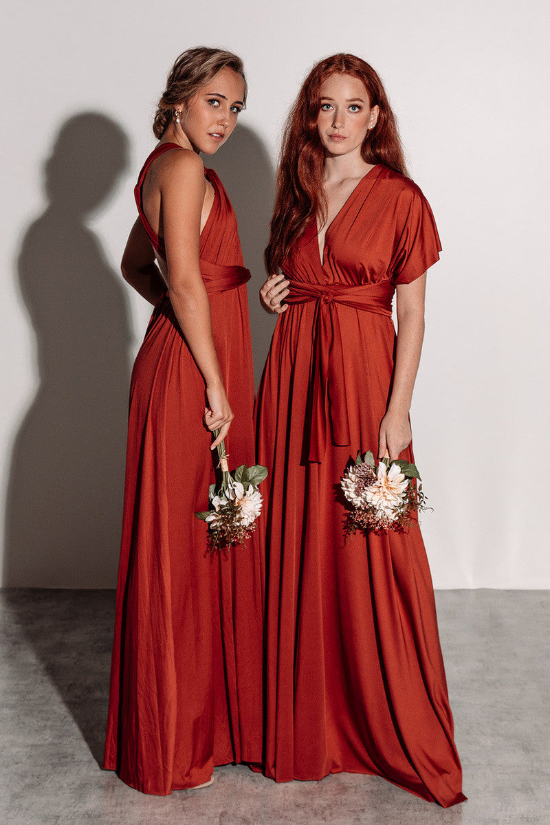 paprika bridesmaid dresses Classic Multiway Infinity Dress in Paprika For Sale - Bridesmaids Dresses