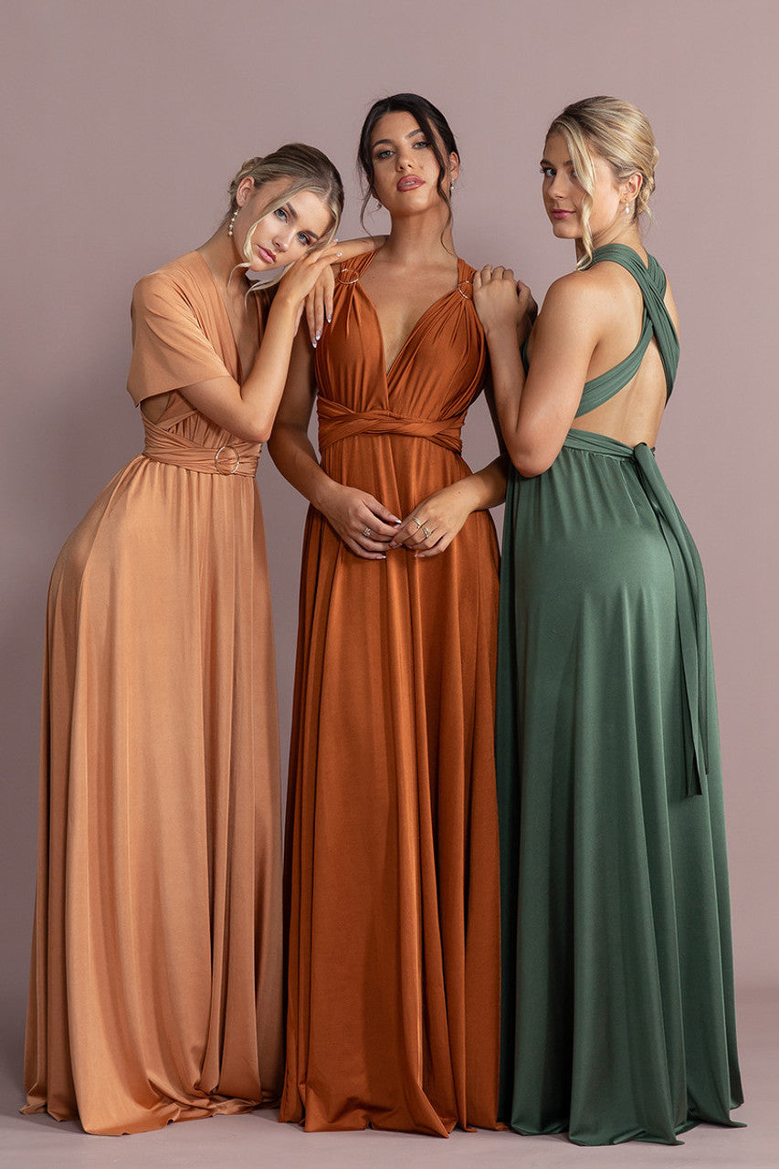 Luxe Satin A-line Infinity Dress in Copper