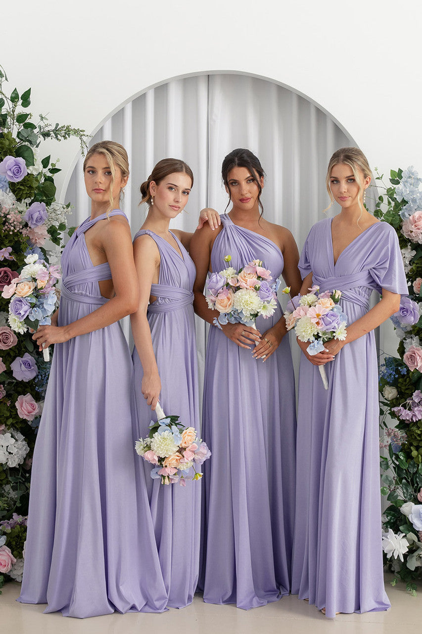 Luxe Satin A-line Infinity Dress in Lavender