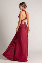Luxe Satin Ballgown Multiway Infinity Dress in Burgundy