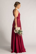 Luxe Satin Ballgown Multiway Infinity Dress in Burgundy