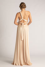 Luxe Satin Ballgown Multiway Infinity Dress in Champagne