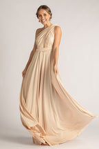 Luxe Satin Ballgown Multiway Infinity Dress in Champagne