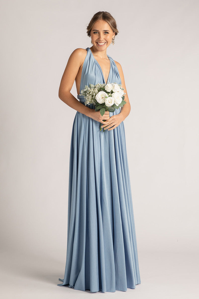 Luxe Satin Ballgown Multiway Infinity Dress in Dusty Blue Luxe Satin Ballgown Multiway Infinity Dress in Dusty Blue