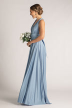 Luxe Satin Ballgown Multiway Infinity Dress in Dusty Blue