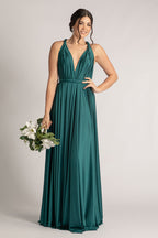 Luxe Satin Ballgown Multiway Infinity Dress in Emerald