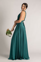 Luxe Satin Ballgown Multiway Infinity Dress in Emerald