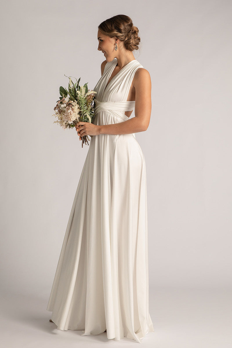 Luxe Satin Ballgown Multiway Infinity Dress in Ivory