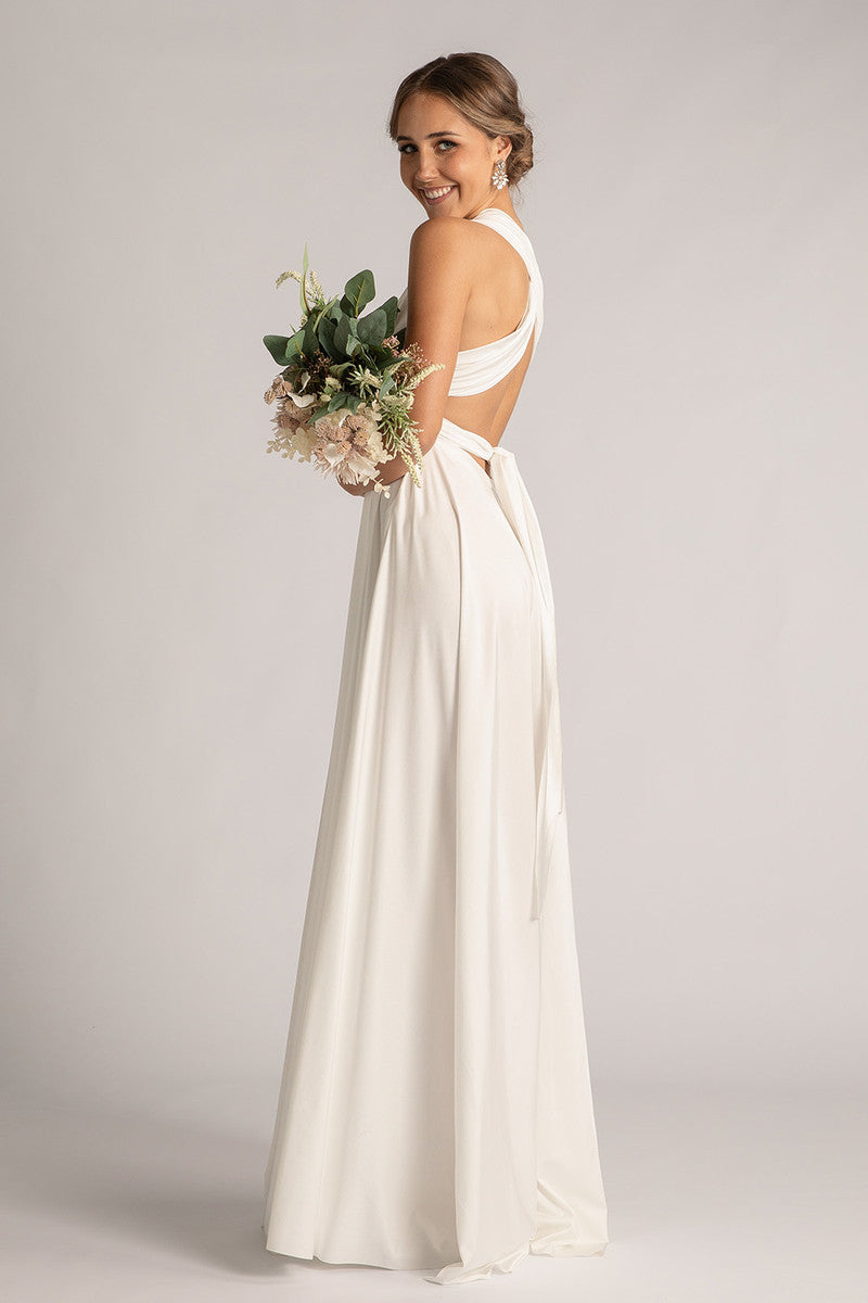 Luxe Satin Ballgown Multiway Infinity Dress in Ivory