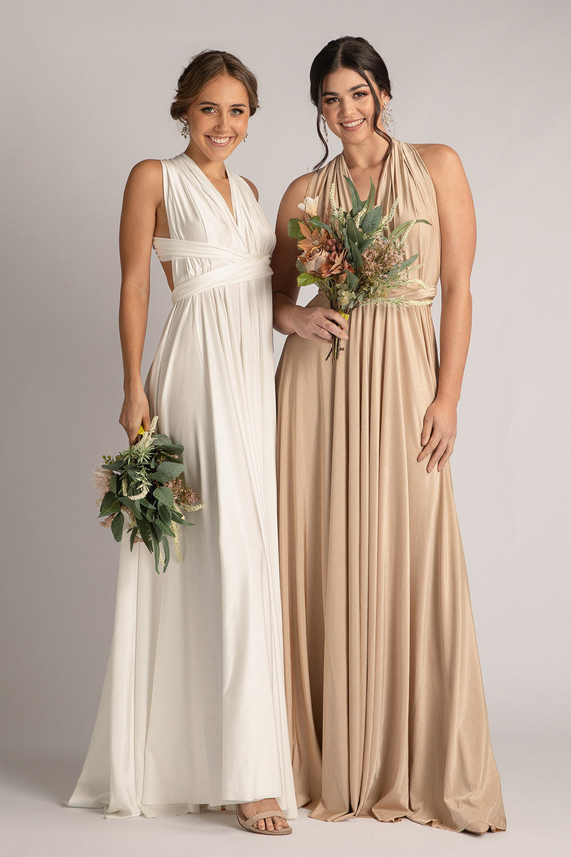 Luxe Satin Ballgown Multiway Infinity Dress in Ivory