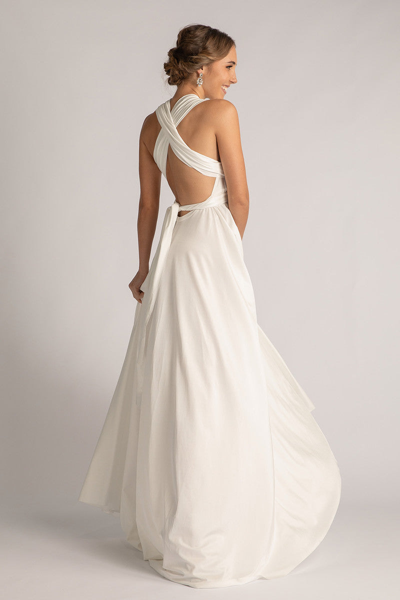 Luxe Satin Ballgown Multiway Infinity Dress in Ivory
