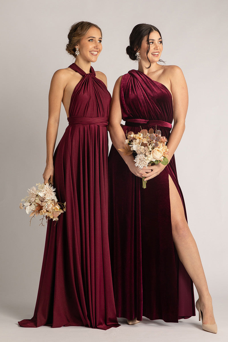 Luxe Satin Ballgown Multiway Infinity Dress in Mulberry