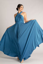 Luxe Satin Ballgown Multiway Infinity Dress in Sapphire Blue