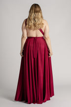 Luxe Satin Ballgown Multiway Infinity Dress in Burgundy