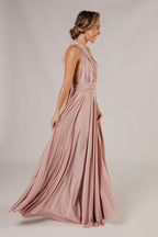 Luxe Satin A-line Infinity Dress in Dusty Pink