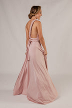 Luxe Satin A-line Infinity Dress in Dusty Pink