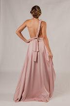Luxe Satin A-line Infinity Dress in Dusty Pink