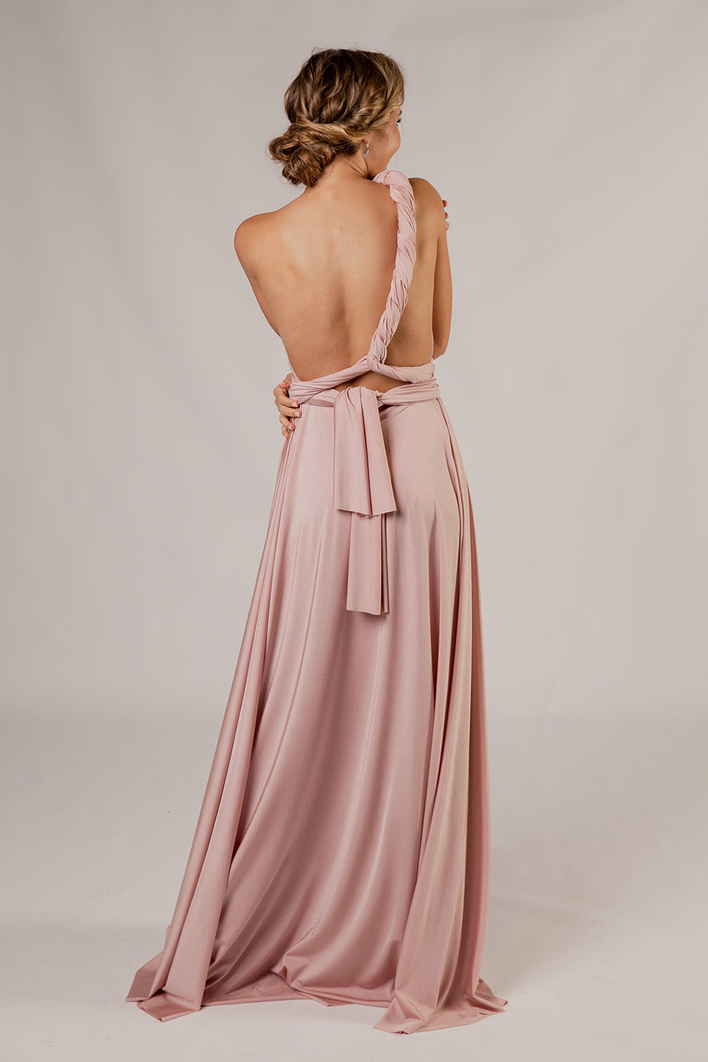 Luxe Satin A-line Multiway Infinity Dress in Dusty Pink
