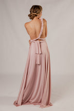 Luxe Satin A-line Multiway Infinity Dress in Dusty Pink