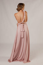 Luxe Satin A-line Infinity Dress in Dusty Pink