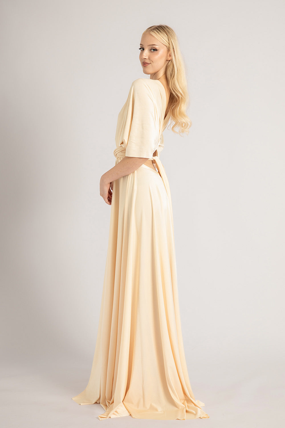 Luxe Satin Ballgown Multiway Infinity Dress in Champagne