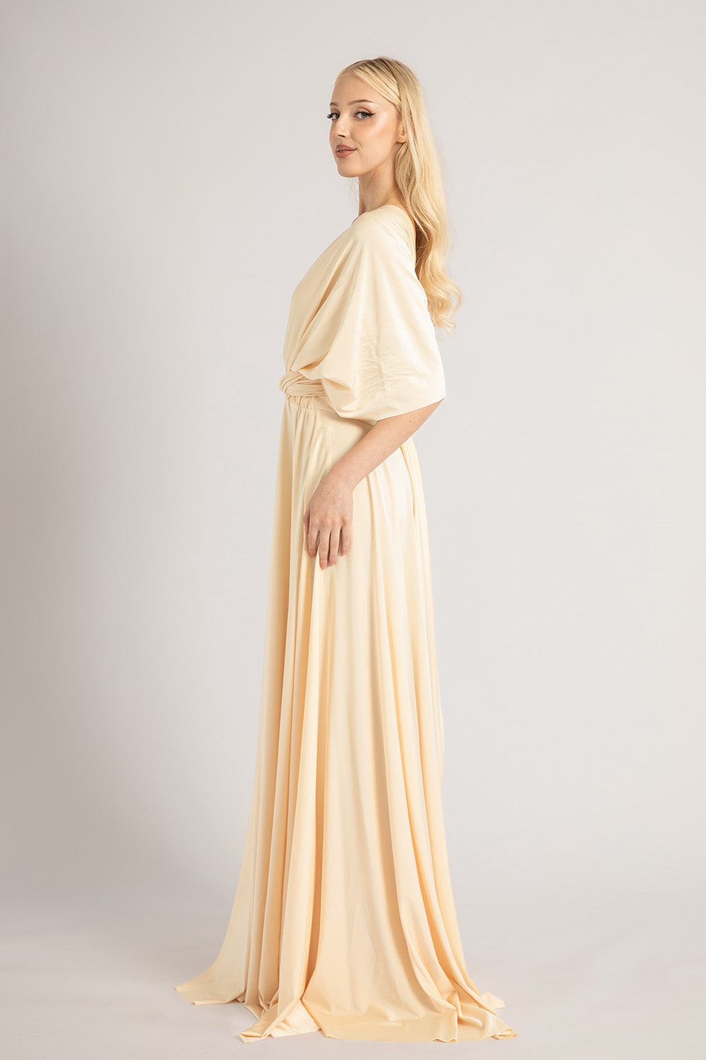 Luxe Satin Ballgown Multiway Infinity Dress in Champagne