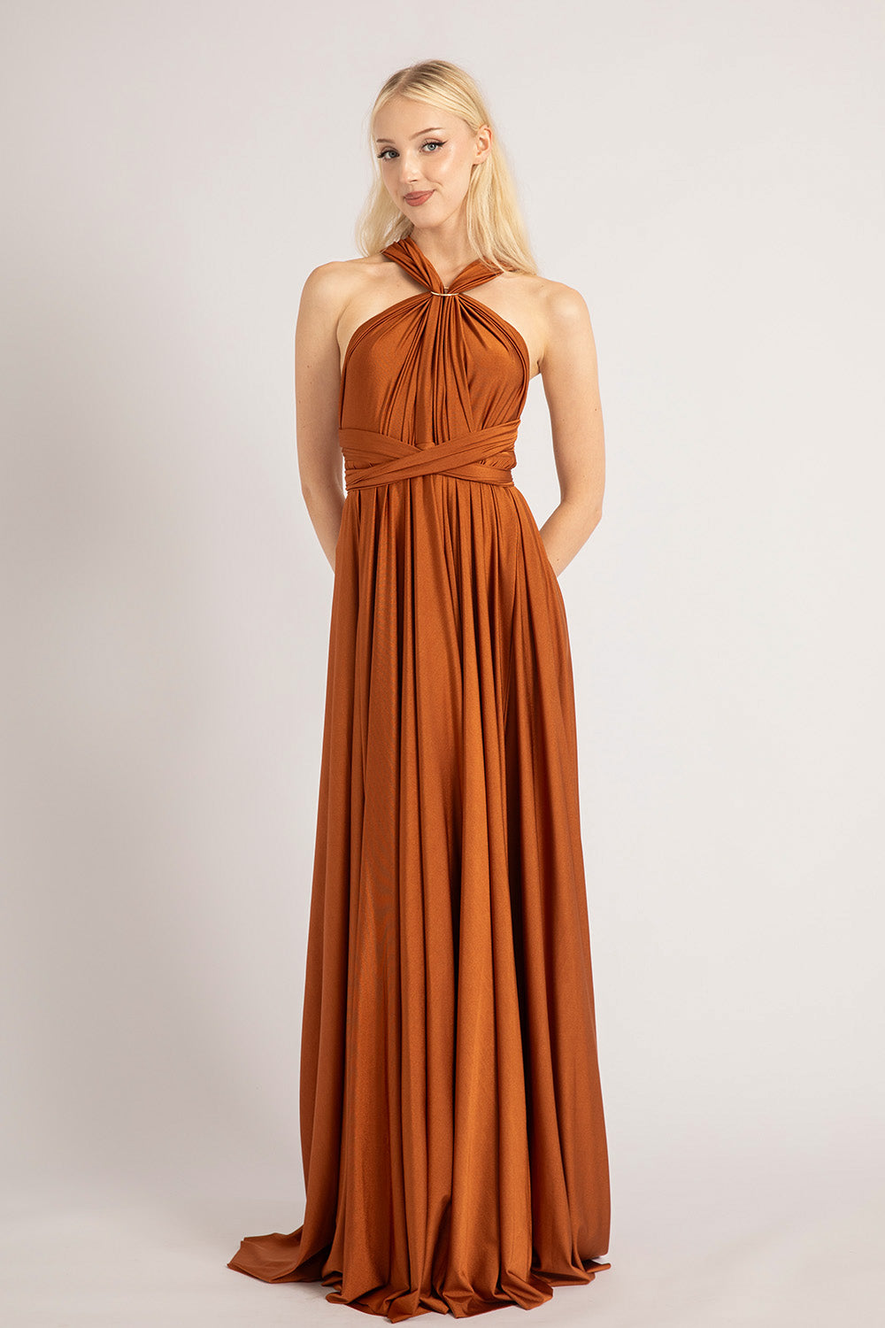Luxe Satin Ballgown Multiway Infinity Dress in Copper